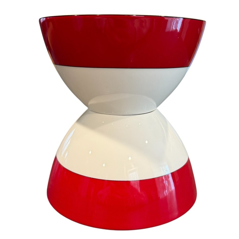 Kate Spade Lenox Rutherford set of circle bowls red white
